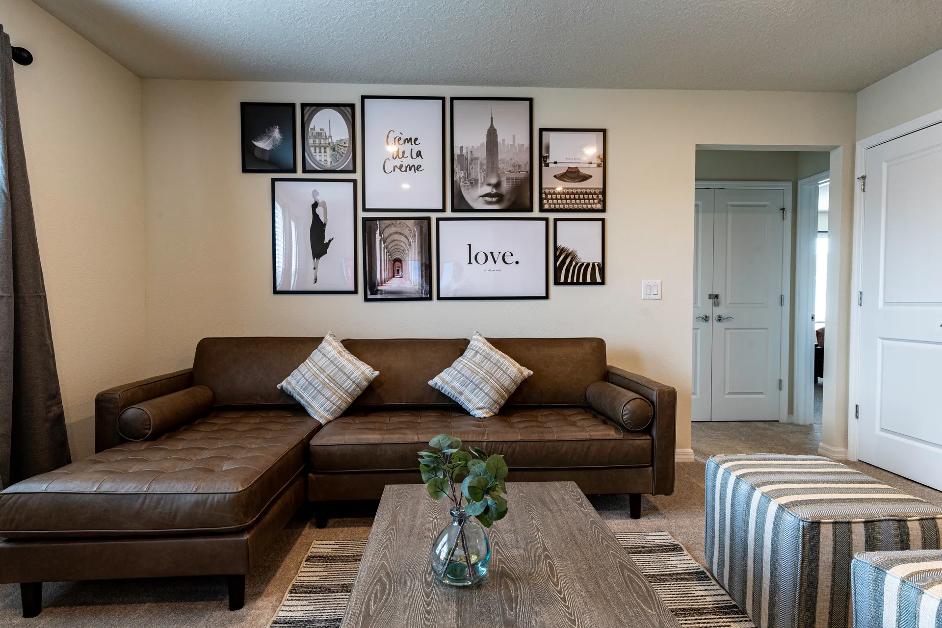 Loft with sofa and artistic decor